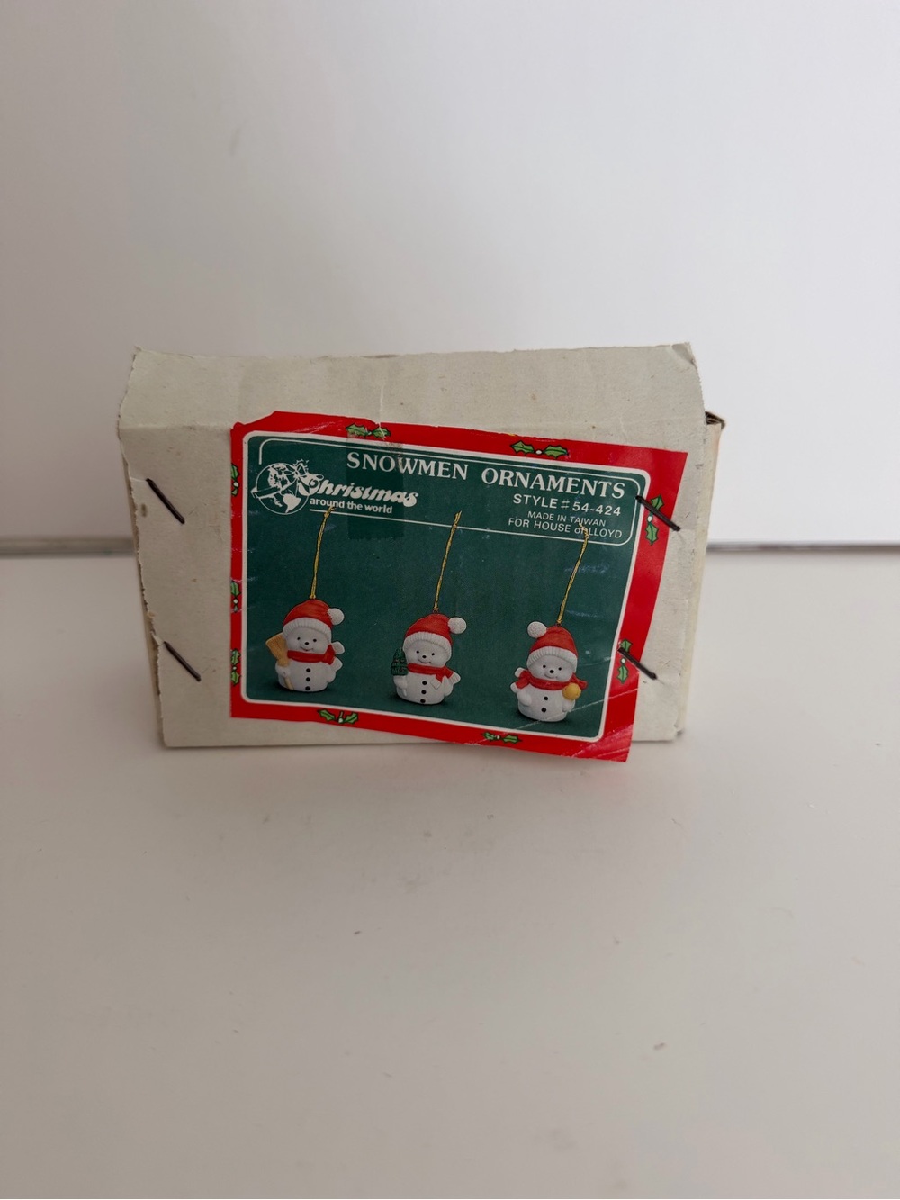 Snowmen Ornaments Set - White and Red Holiday Hanging Decorations